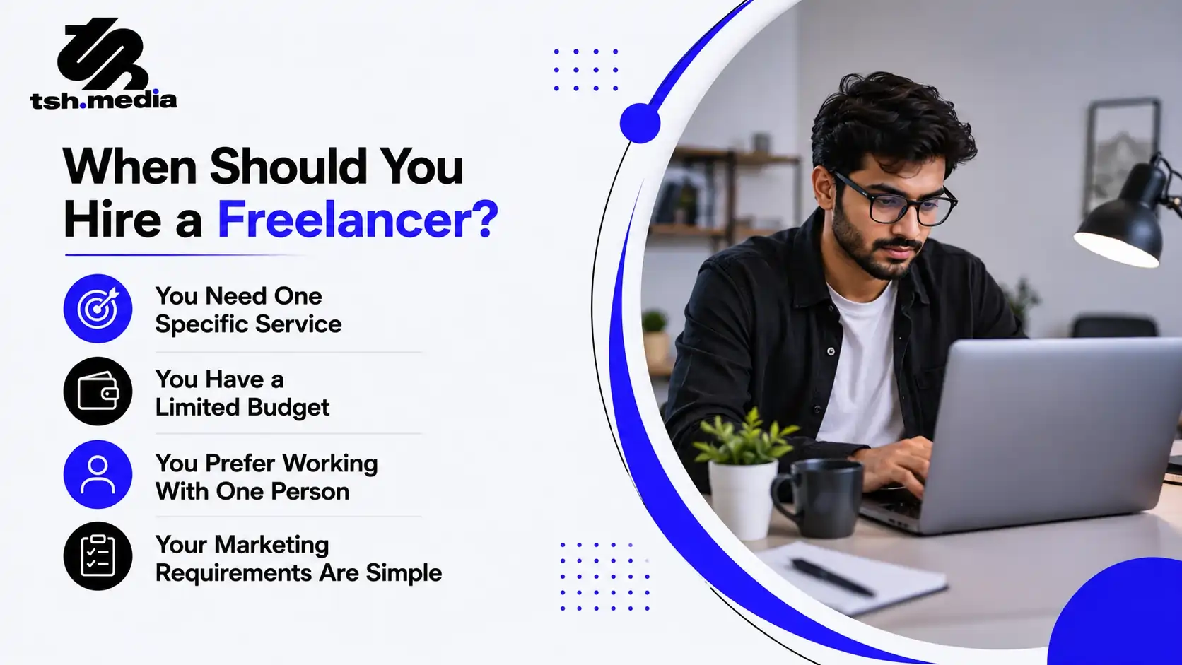 A freelancer working on the laptop